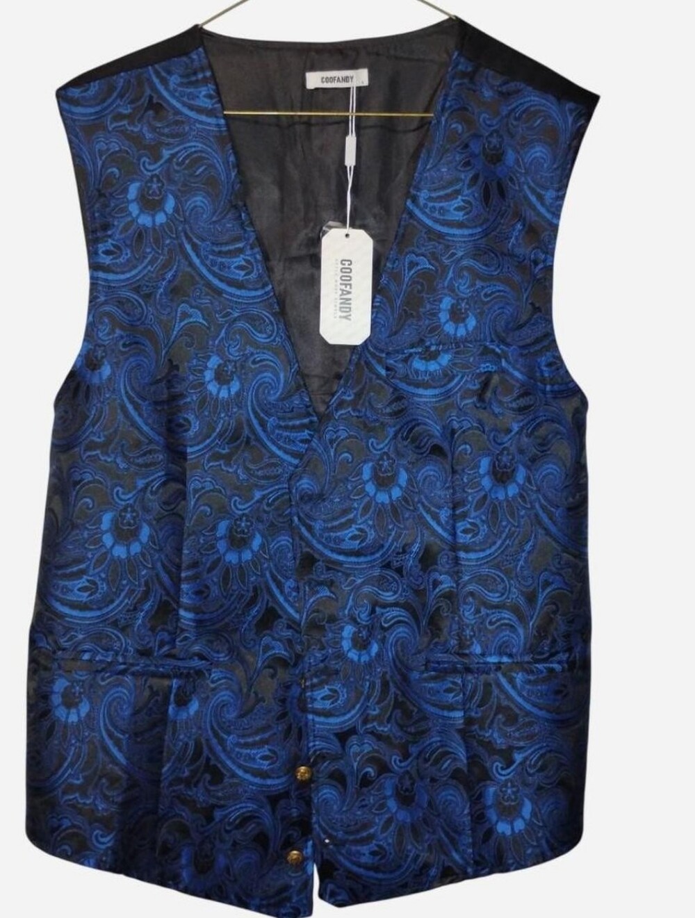 Men's Royal Blue Paisley Floral Jacquard Suit Vest size large NEW